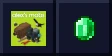 Alex's Mobs logo beside a emerald