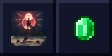 Blood Magic logo beside a emerald