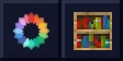 Iris Shaders logo beside a bookshelf