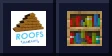 Macaw's Roofs logo beside a bookshelf